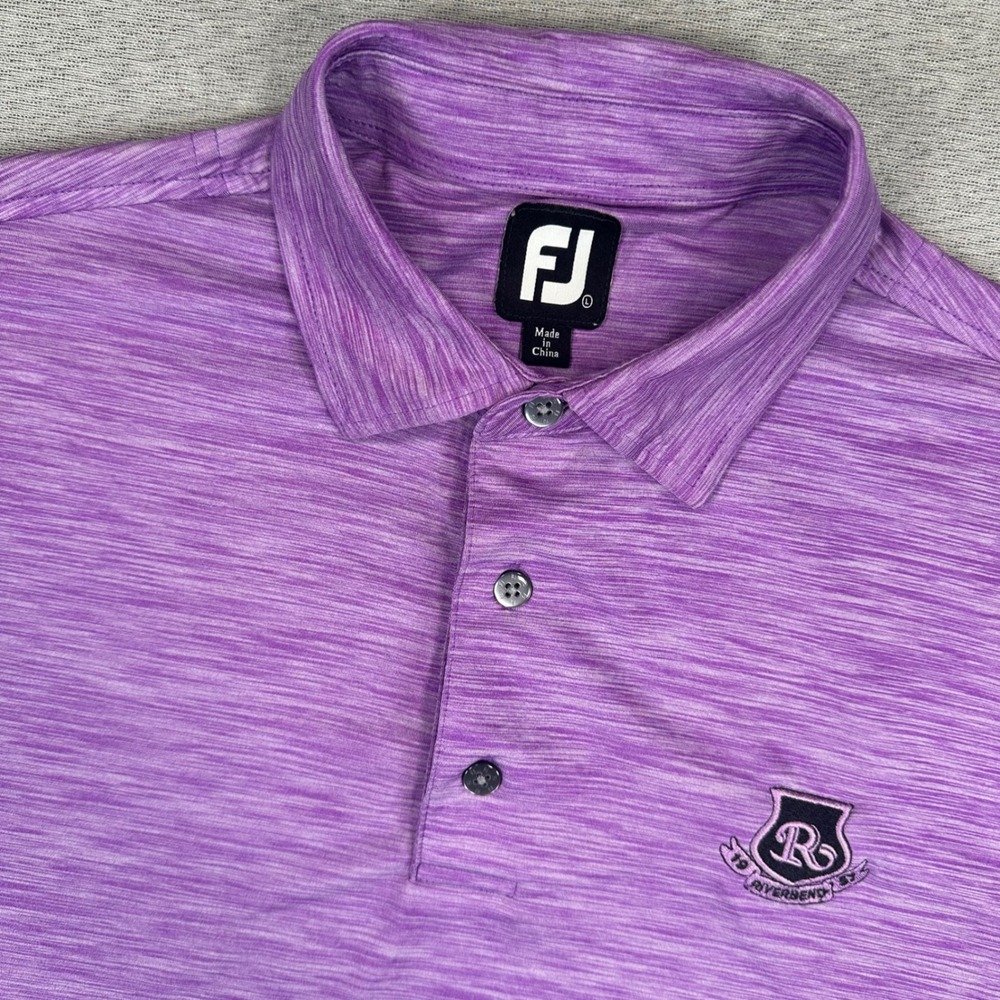 FootJoy Golf Polo Shirt Mens Large Purple Space Dye ProDry Riverbend‎ Crest